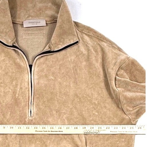 Essentials FOG Wmn's Oak Tan Velour Joggers/Qurter Zip Sweatpants Set Sz L - Picture 6 of 13